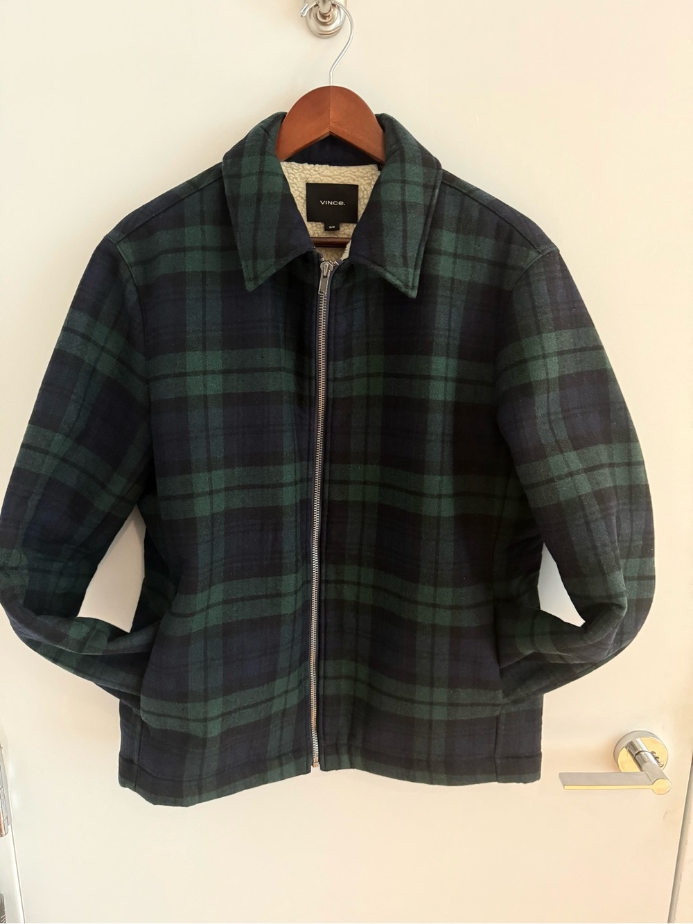Vince Blue & Green Plaid Zip-Front Shirt Jacket